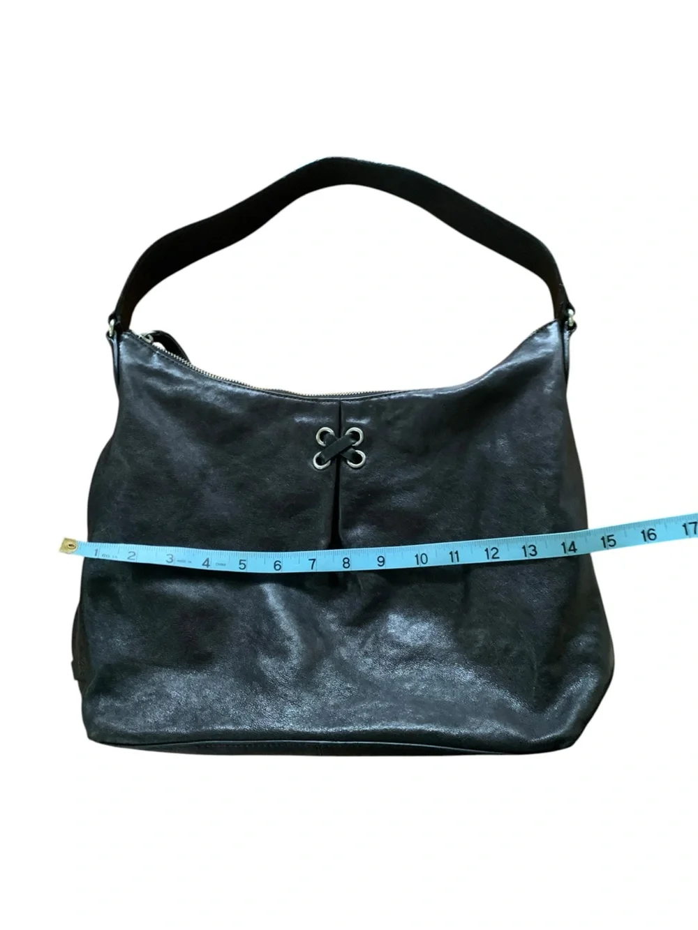Cole Haan Avery Black Soft Leather Hobo Grommet II Purse